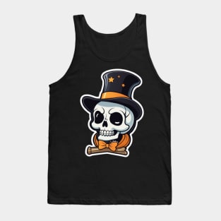 Cool Halloween Gentelman Skeleton with Hat and Bow-Tie Tank Top